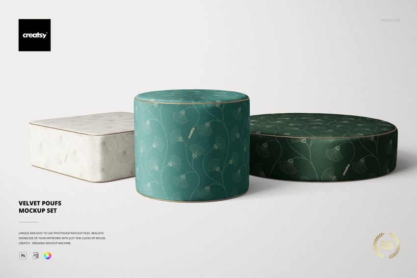 Velvet Poufs Mockup Set - mockup screenshot 1