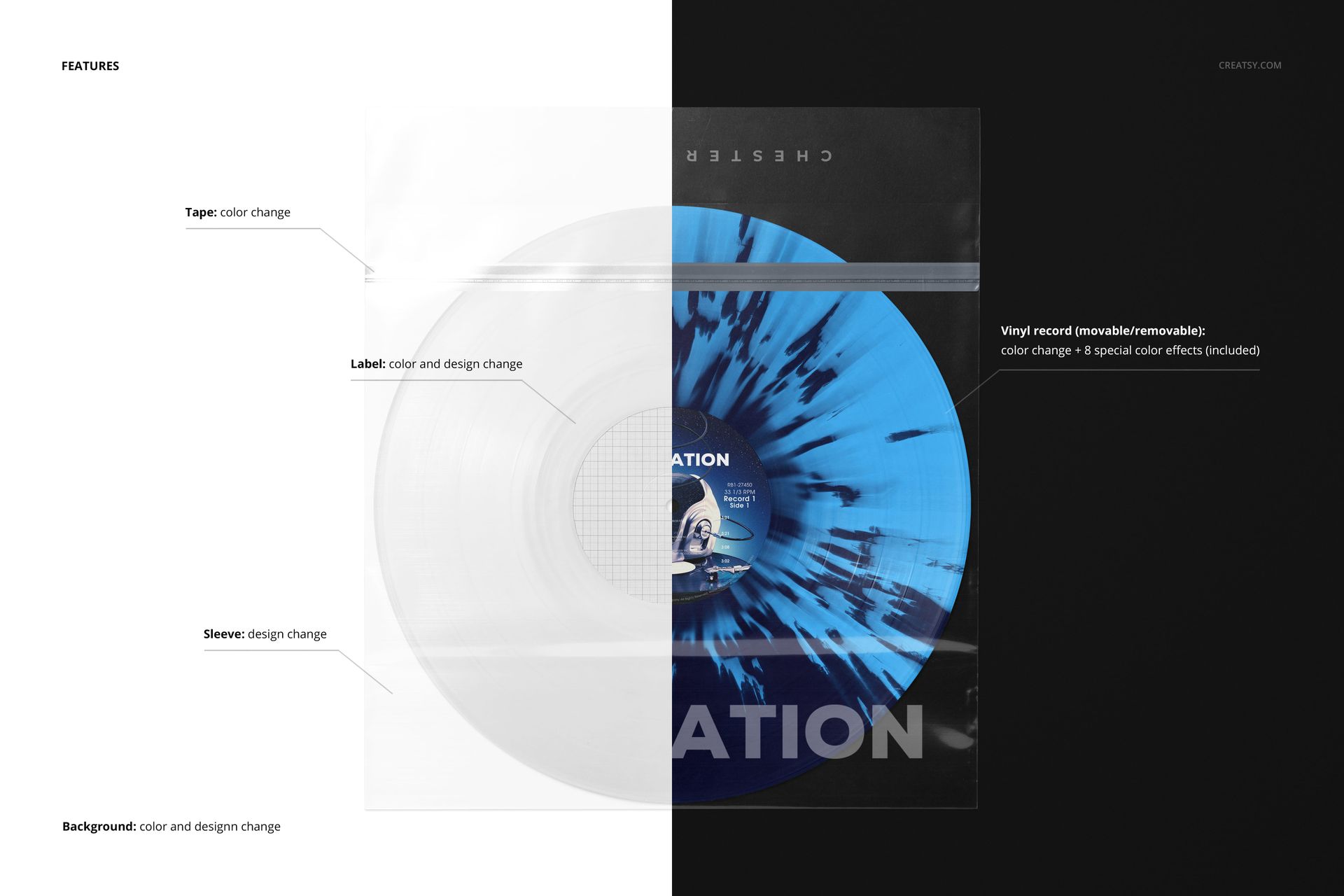 Vinyl Record Clear Sleeve with Top Flap Mockup - mockup screenshot 2