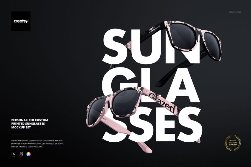 Personalized Custom Printed Sunglasses Mockup Set - mockup screenshot 1