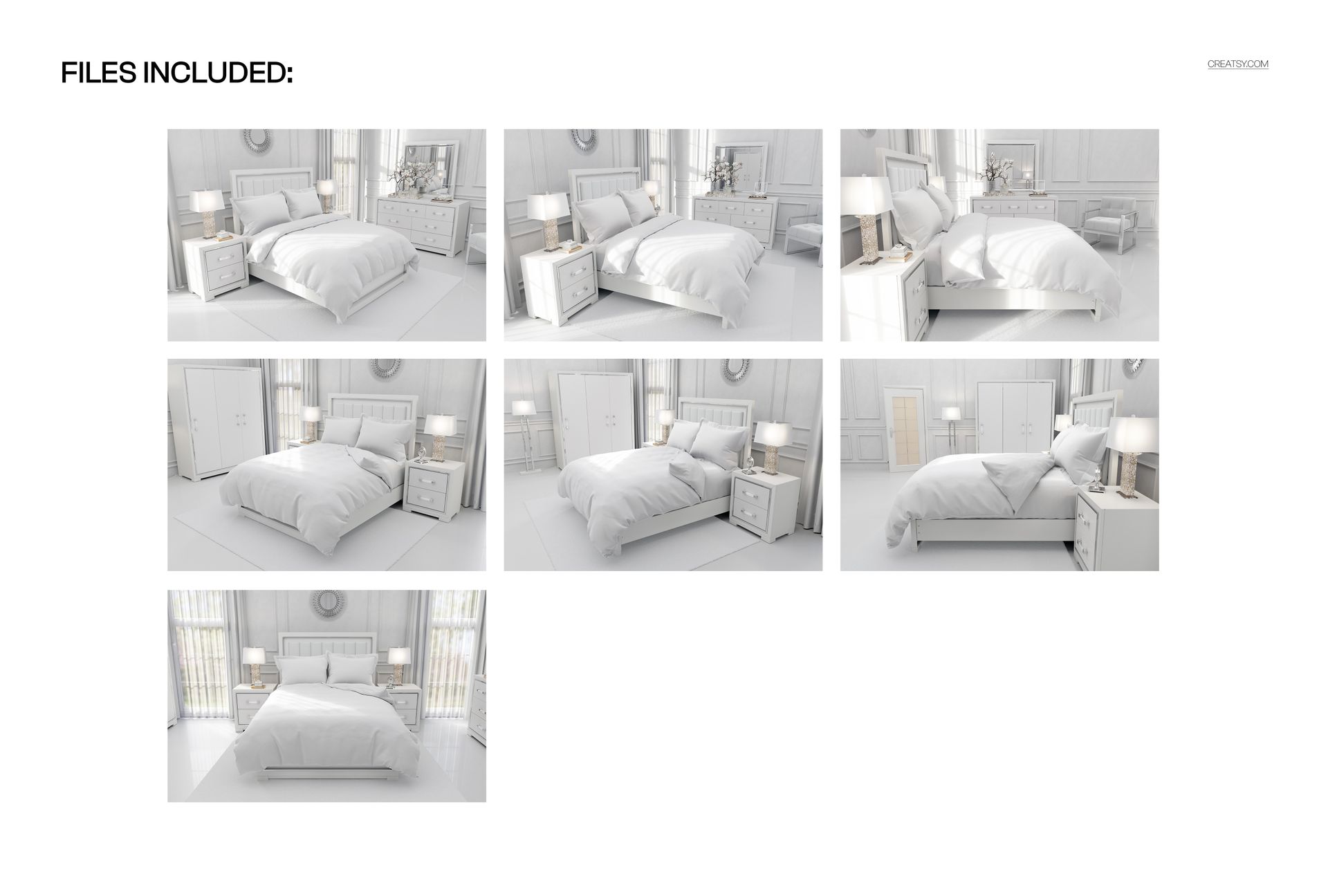 Luxury Bedroom Bedding Mockup Set (with flanged pillows) - mockup screenshot 2