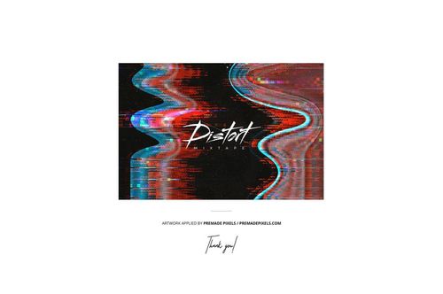 Front view of a vinyl record cover mockup with multi-color segmented distortion effect and glitch patterns.