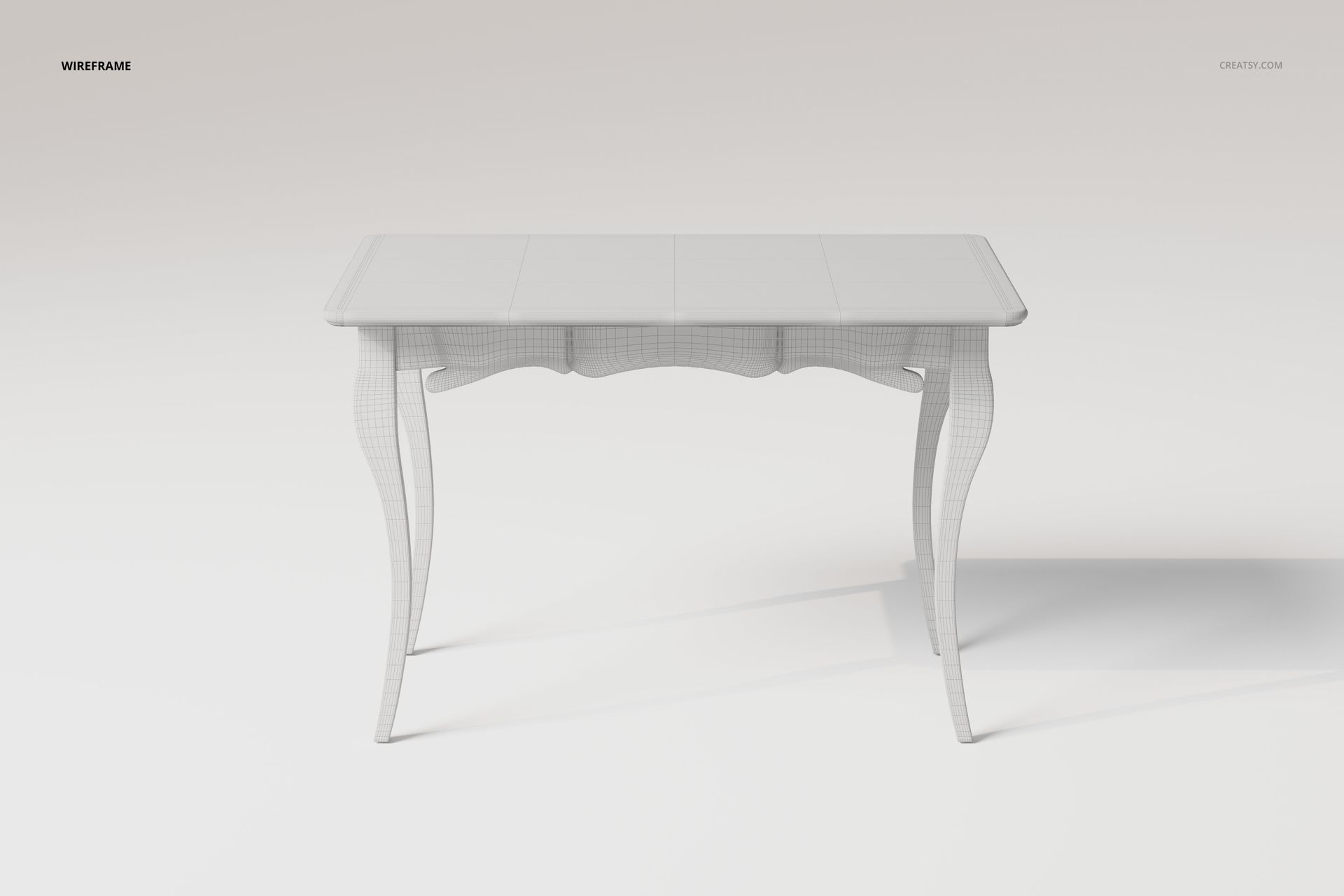 Wooden Accent Table with Cabriole Legs 3D Model - mockup screenshot 6