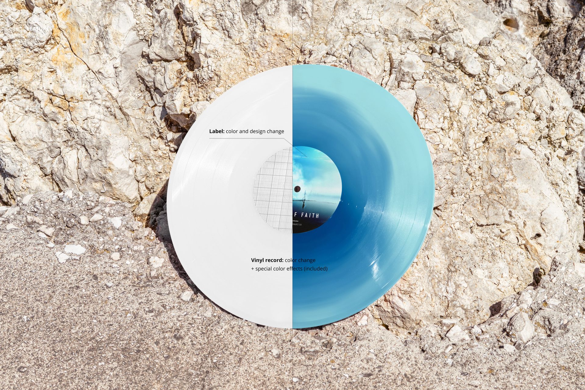 Vinyl Record on the Rocky Ocean Shore Mockup - mockup screenshot 2