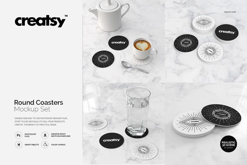 Round Coasters Mockup Set - mockup screenshot 1