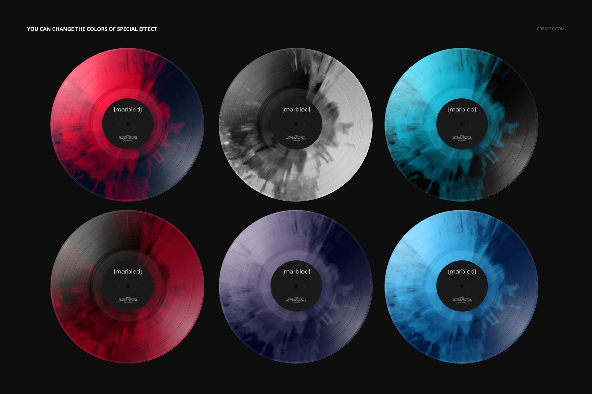 Marbled Effect Vinyl Record & Cover v.7 Mockup - mockup screenshot 4