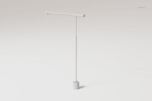 Minimalist modern task lamp with a slim cylindrical light bar, shown in a neutral white color on a plain background.