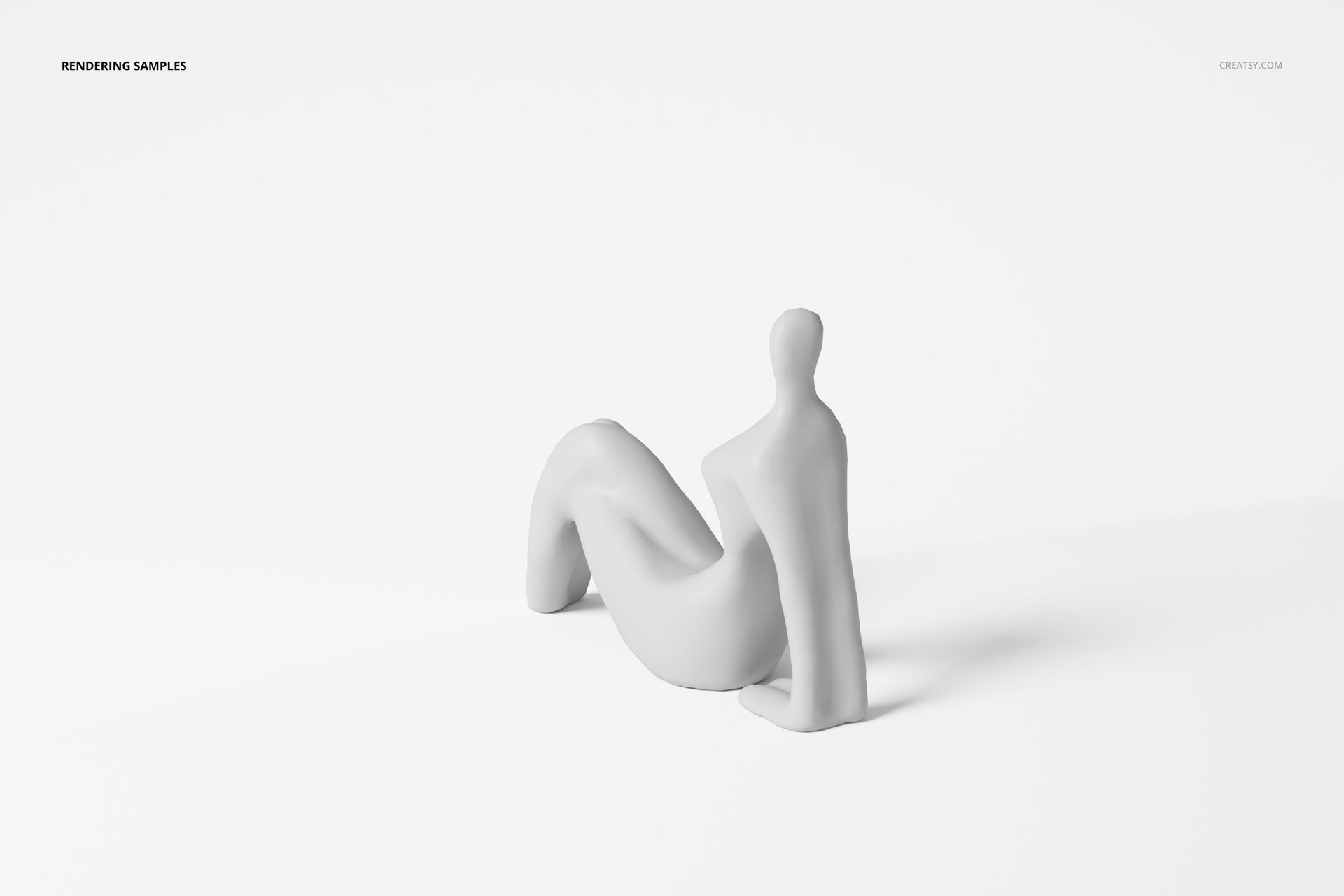 Abstract sculpture with a smooth matte finish, featuring a reclining human form in a minimalist white setting.