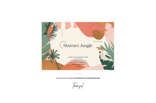 Swimming pool towel mockup featuring a colorful abstract pattern and tropical leaves, displayed from above.