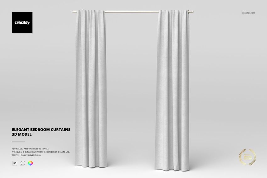 Elegant Bedroom Curtains 3D Model - mockup screenshot 1