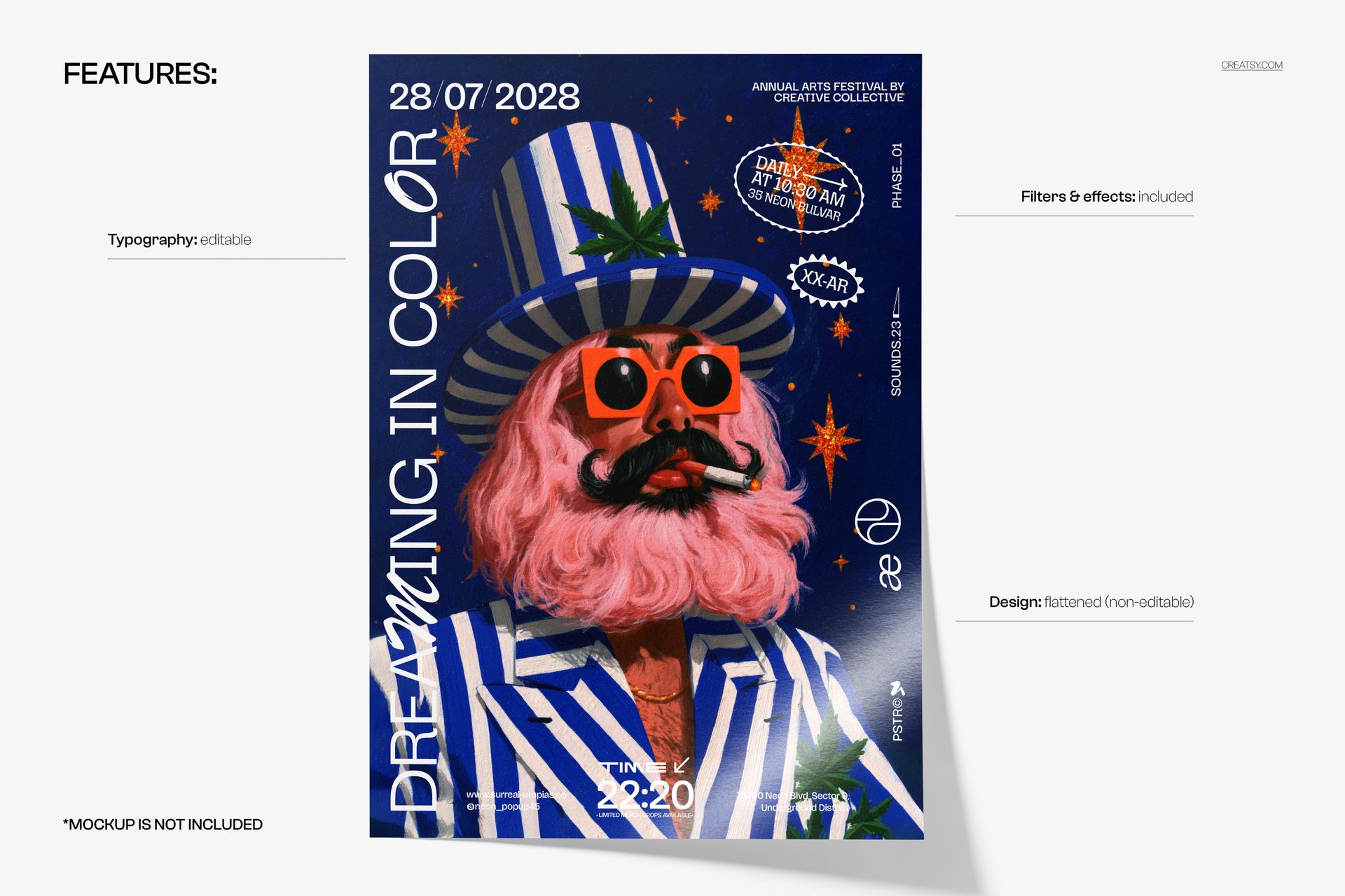 Striped Hat Smoker Poster Template