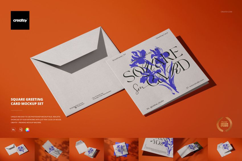 Square Greeting Card Mockup Set - mockup screenshot 1