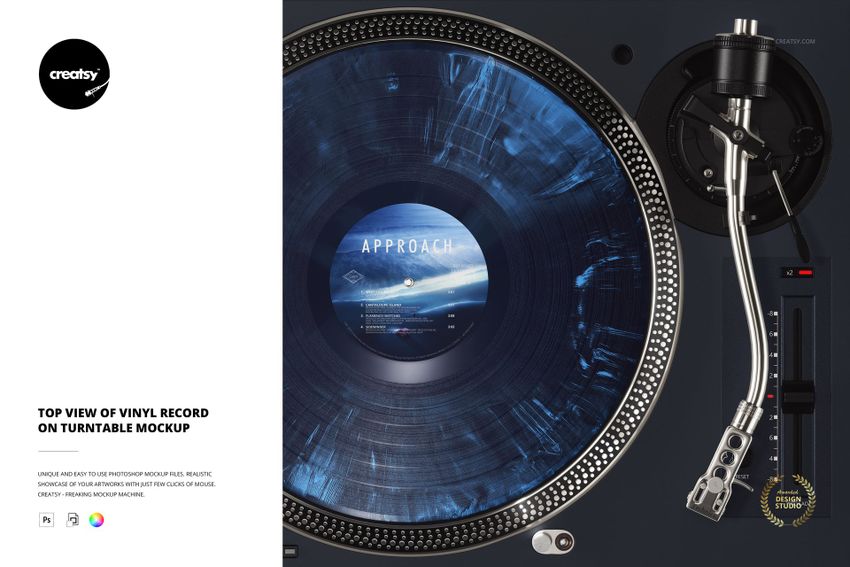 Top View of Vinyl Record on Turntable Mockup - mockup screenshot 1