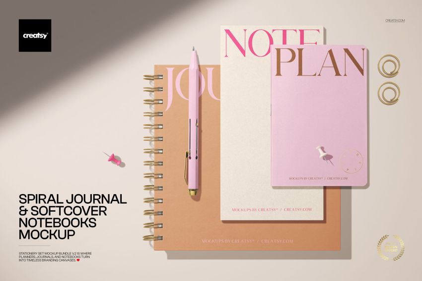 Spiral Journal and Softcover Notebooks Mockup - mockup screenshot 1