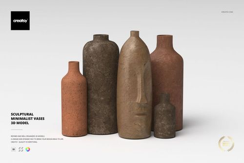 Sculptural Minimalist Vases 3D Model - mockup preview 1