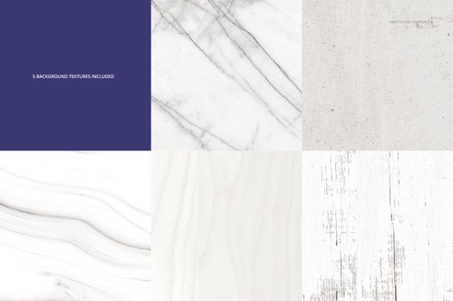 Grid layout showing six different background textures, including marble, wood, stone, and solid color surfaces.