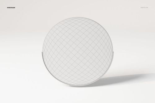 Round wall mirror 3D model shown in wireframe view, featuring a geometric grid pattern on a plain background.