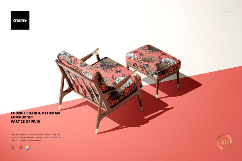 Lounge Chair & Ottoman Mockup Set - mockup screenshot 1