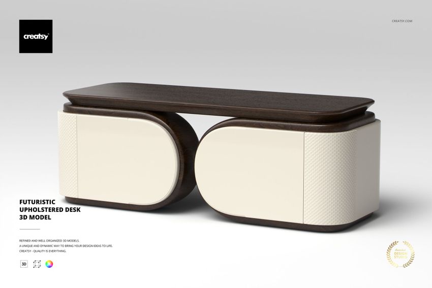 Futuristic Upholstered Desk 3D Model - mockup screenshot 1