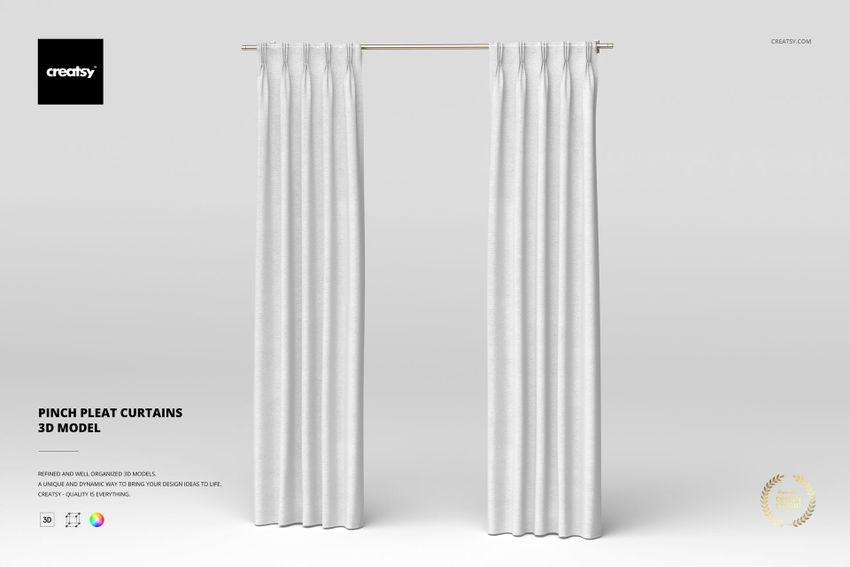 Pinch Pleat Curtains 3D Model - mockup screenshot 1