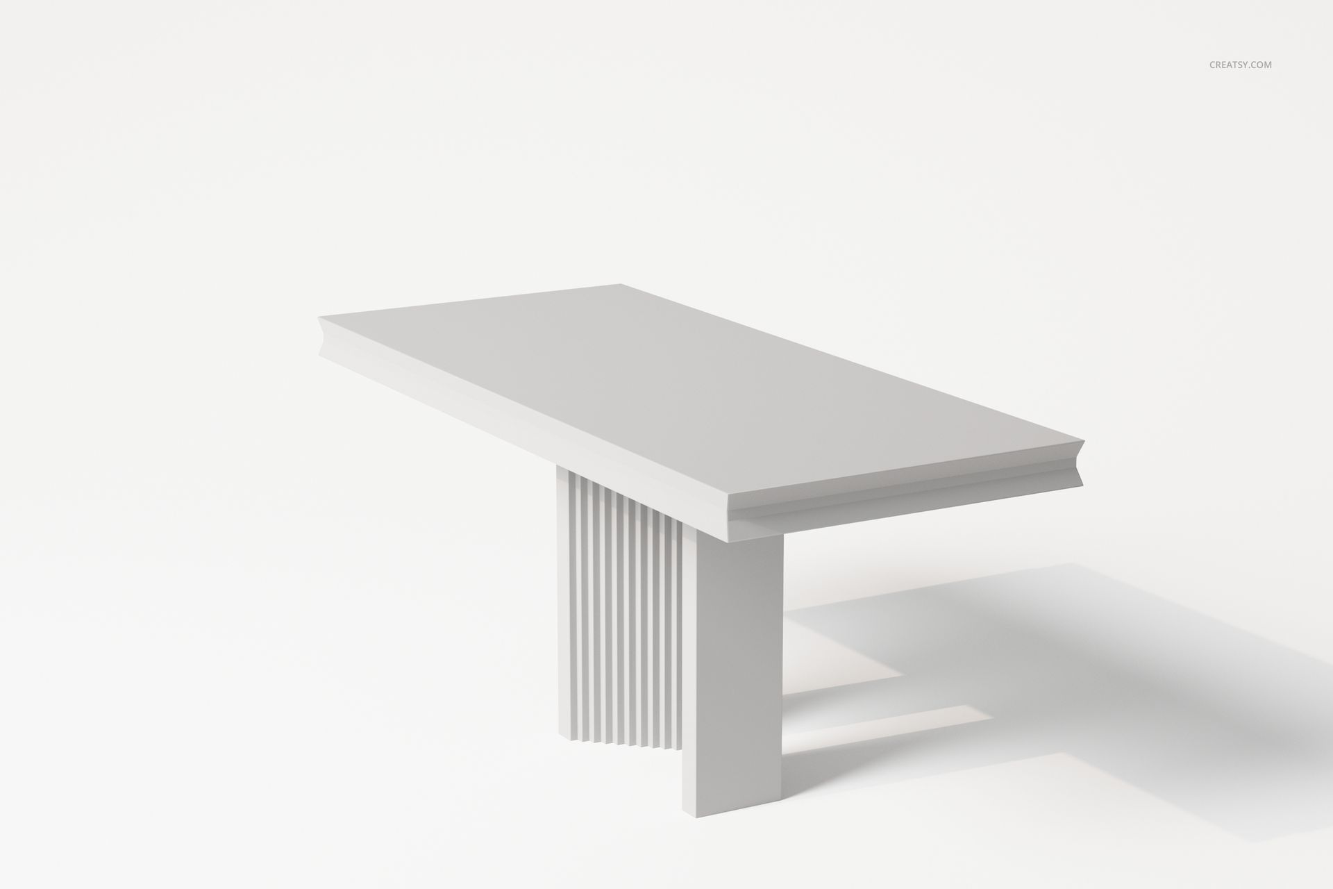 Modern console table with a rectangular top and unique geometric base, shown in a front angled view on a white background.