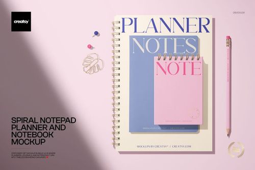 Spiral Notepad Planner and Notebook Mockup - mockup preview 1