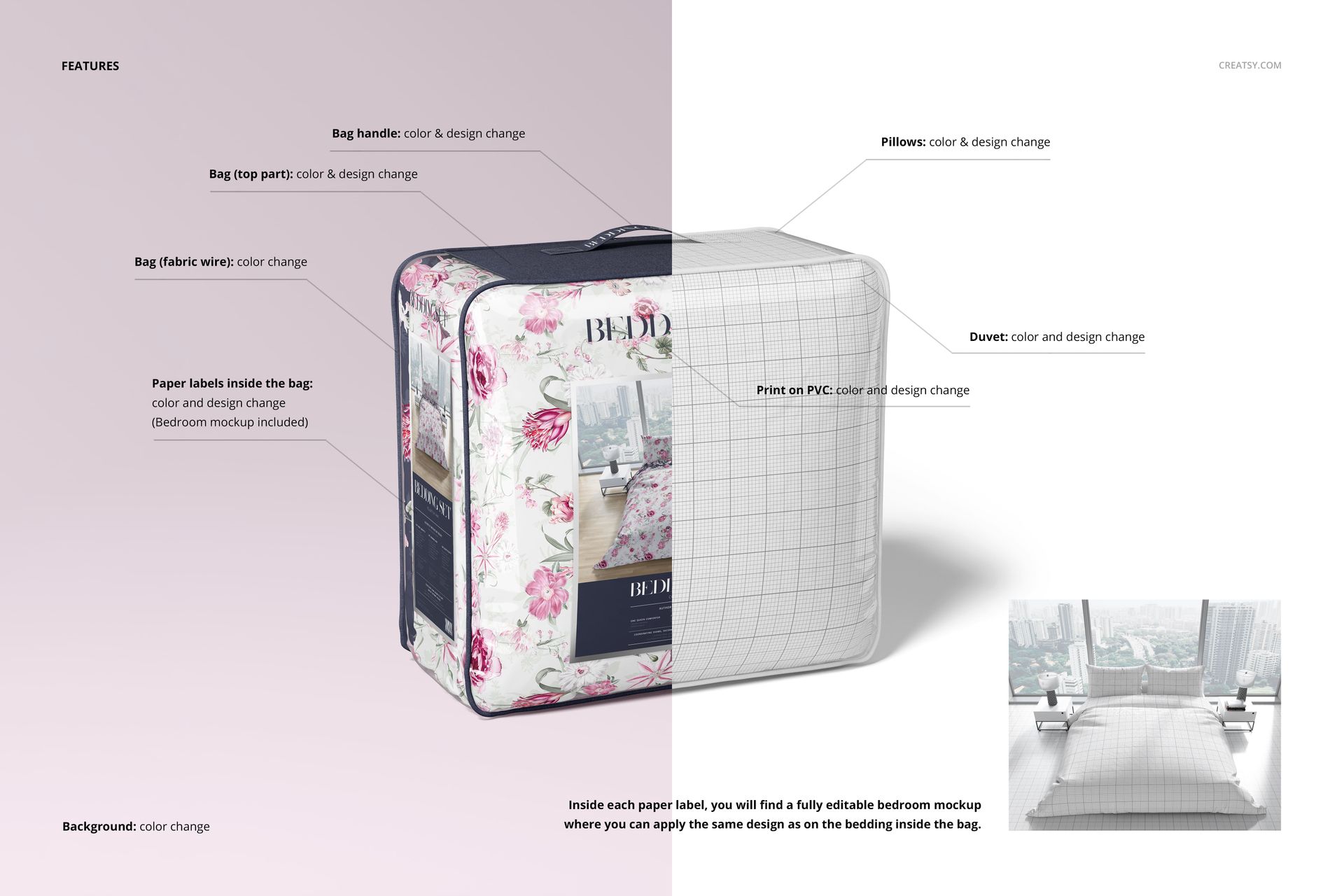 Transparent Bag Bedding Packaging Mockup Set - mockup screenshot 3