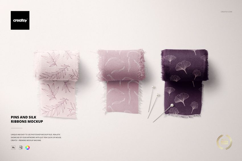 Pins and Silk Ribbons Mockup - mockup screenshot 1