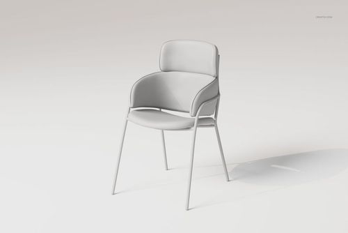 Modern arm dining chair with curved backrest and padded seat in light gray, shown from a front angle on a plain background.