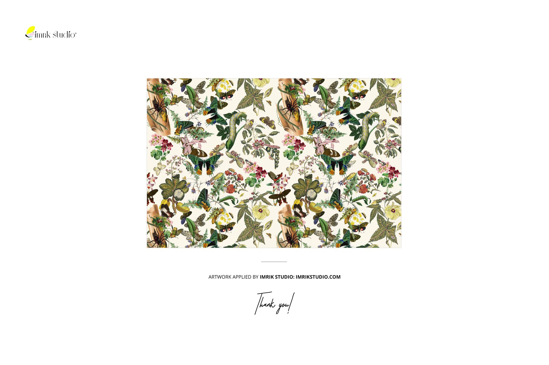 Custom rug mockup displaying a symmetrical vintage floral and bird design, presented in a flat top-down perspective.