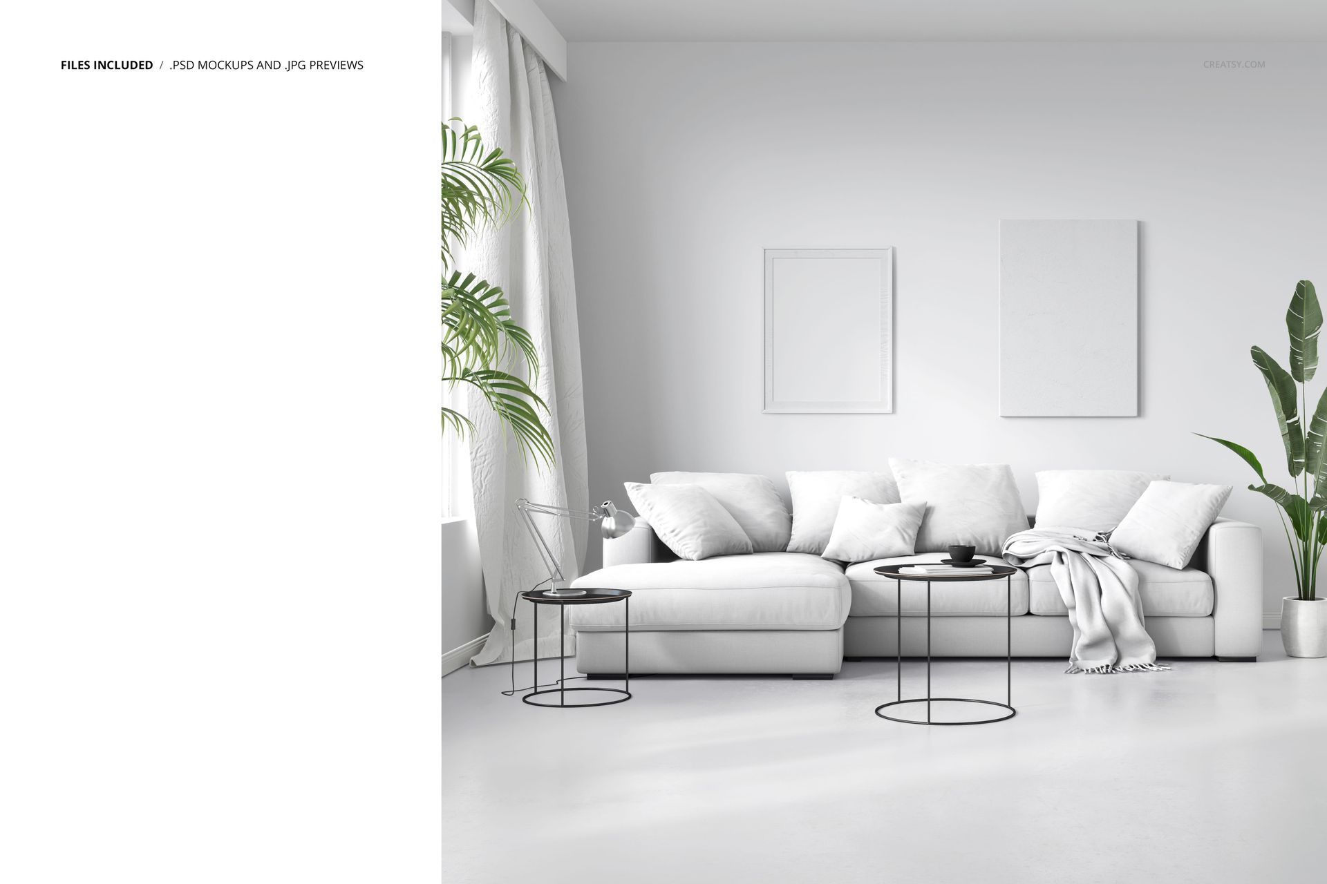 Living Room with Sofa and Pillows Mockup - mockup screenshot 2