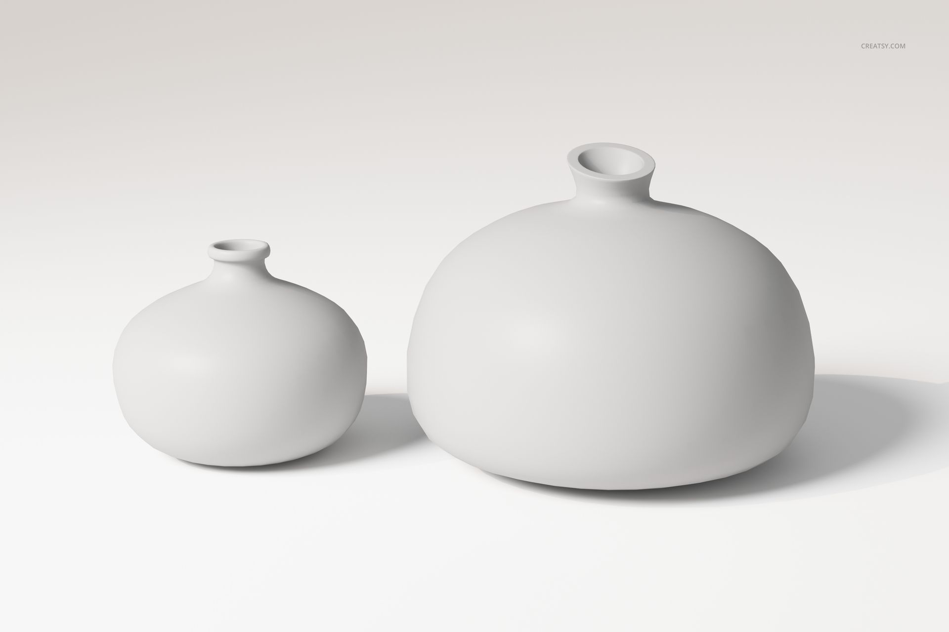 Round Bellied Ceramic Vases 3D Model - mockup screenshot 3