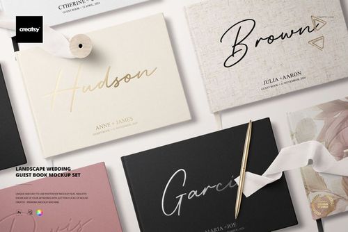 Landscape Wedding Guest Book Mockup Set - mockup preview 1