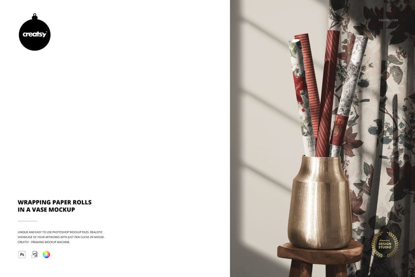 Wrapping Paper Rolls in a Vase Mockup - mockup screenshot 1
