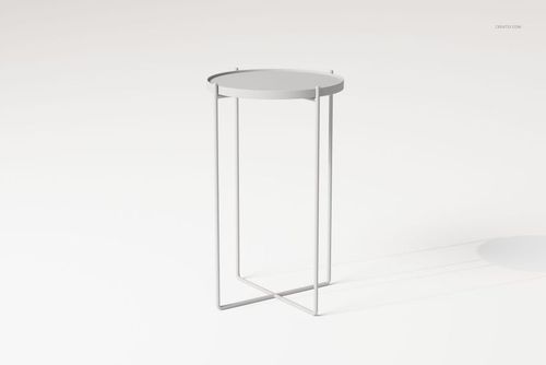 Round metal tray table with a minimalist design, shown in a front angle view against a plain light background.