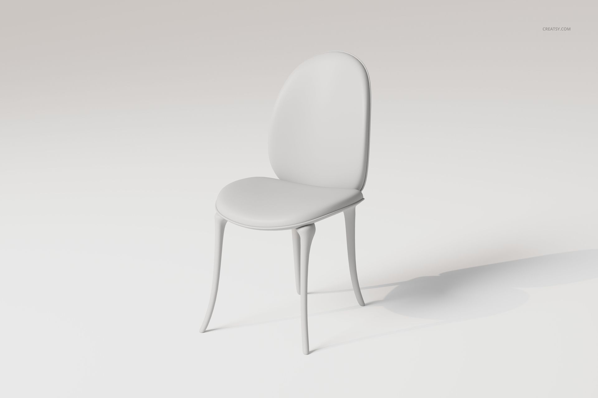 Modern dining chair with rounded backrest and seat, shown in a minimalist white color on a plain background.