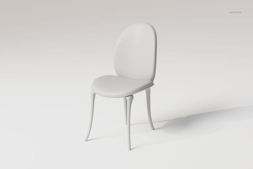 Modern dining chair with rounded backrest and seat, shown in a minimalist white color on a plain background.