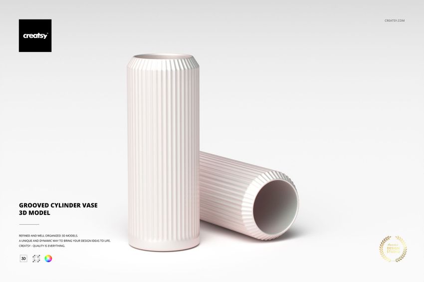 Grooved Cylinder Vase 3D Model - mockup screenshot 1