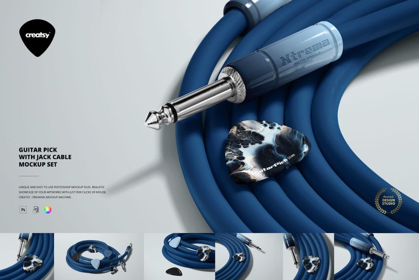 Guitar Pick with Jack Cable Mockup Set - mockup screenshot 1