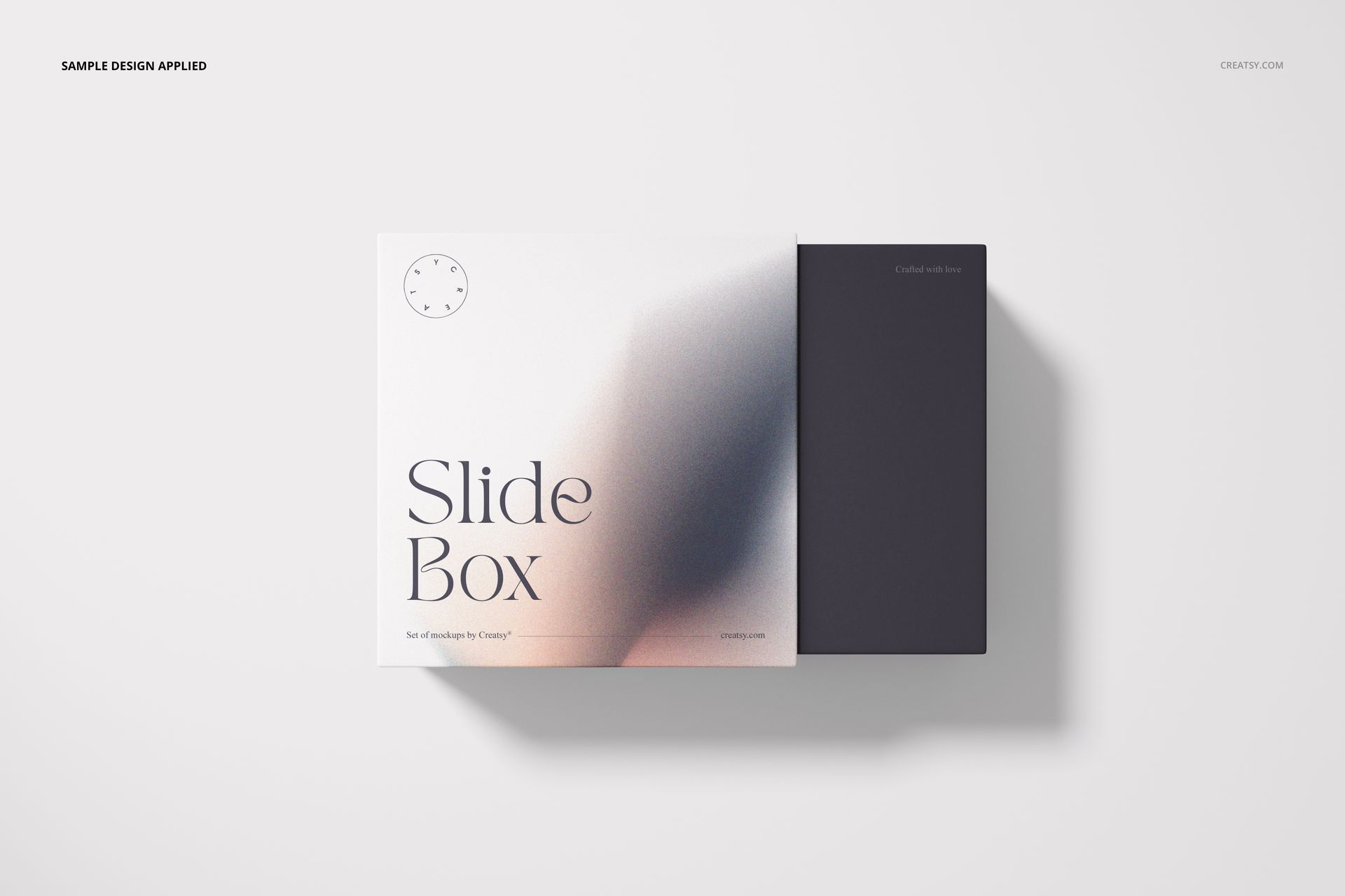 Slide gift box mockup featuring a clean, modern design and neutral colors, displayed in a top-down perspective.