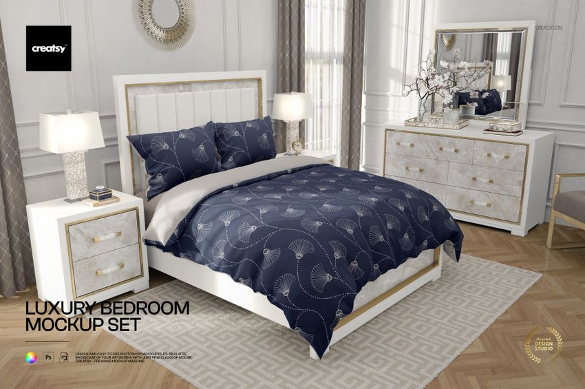 Luxury Bedroom Bedding Mockup Set - mockup screenshot 1