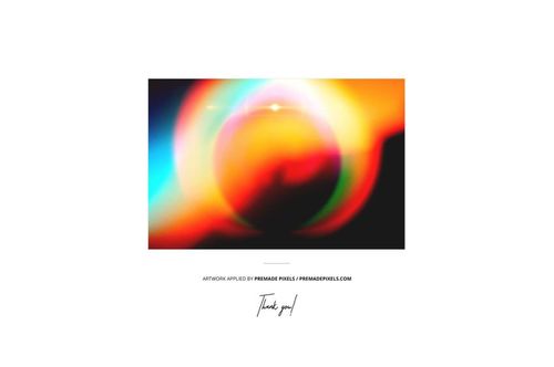 Front view of a vinyl record cover mockup featuring a vibrant splatter effect in orange, yellow, blue, and red hues.