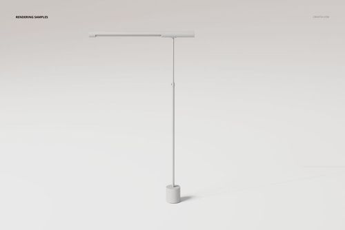 Minimalist modern task lamp with a slim cylindrical base and elongated horizontal arm, shown on a plain white background.