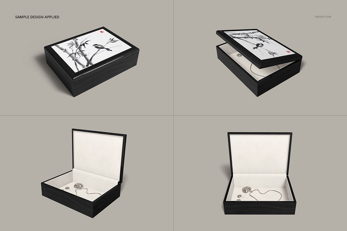 Sublimation Ceramic Tiled Wood Jewelry Box Many Sizes Mockup Set - mockup screenshot 8