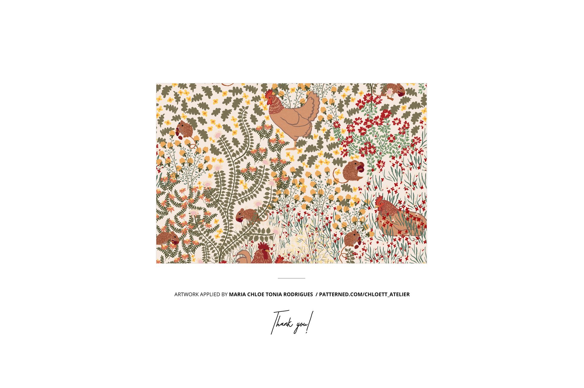 PSD mockup of layered jersey fabrics with colorful flowers and animals, viewed from the front with decorative props.