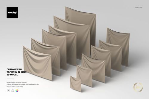 Custom Wall Tapestry 12 Sizes 3D Model - mockup preview 1