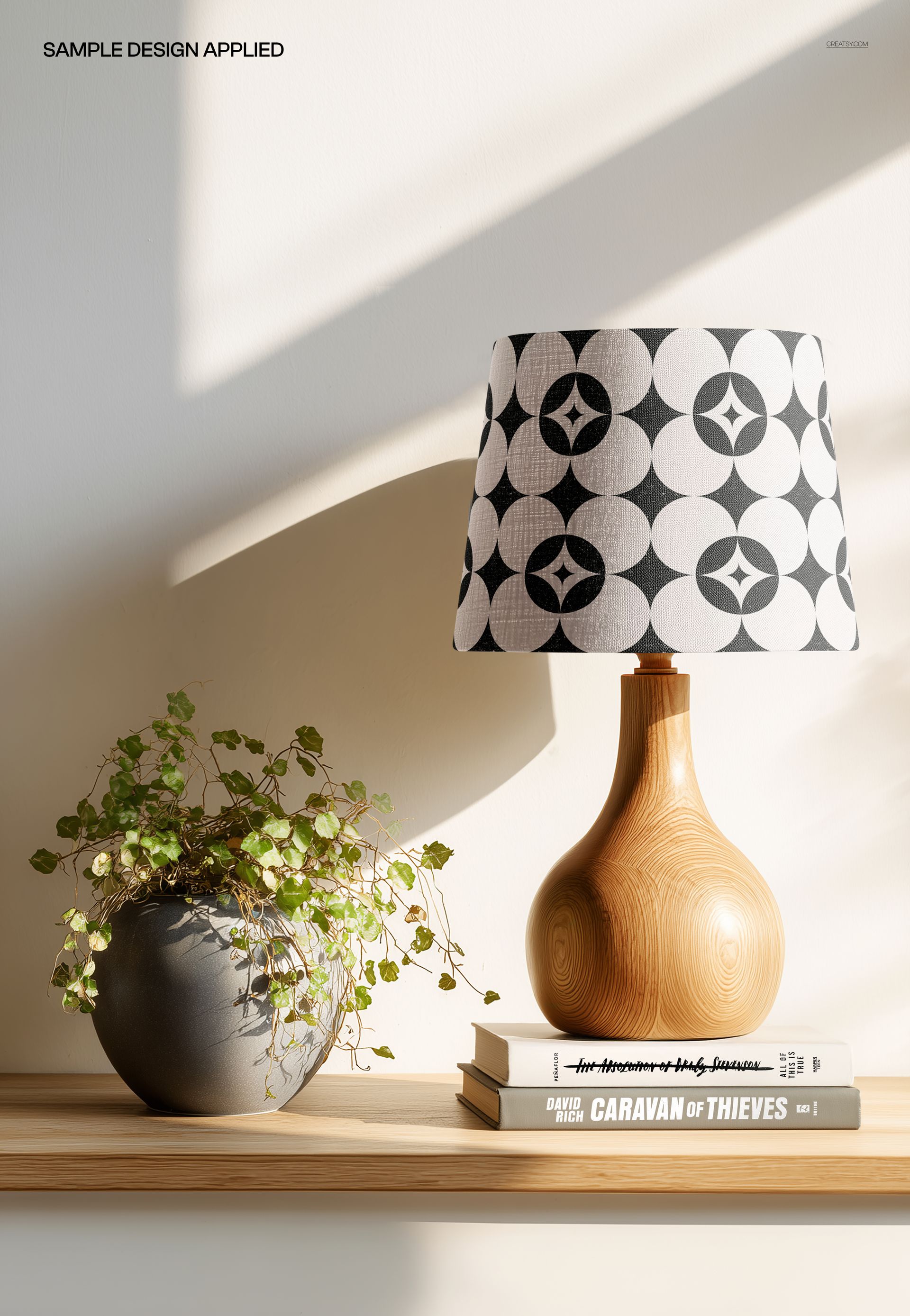 Scandinavian Wood Table Lamp with Shade Mockup - mockup screenshot 4