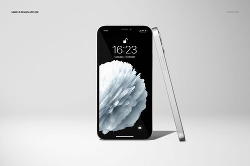 iPhone 12 mockup set featuring a straight-on and angled view, both screens displaying a white textured pattern.