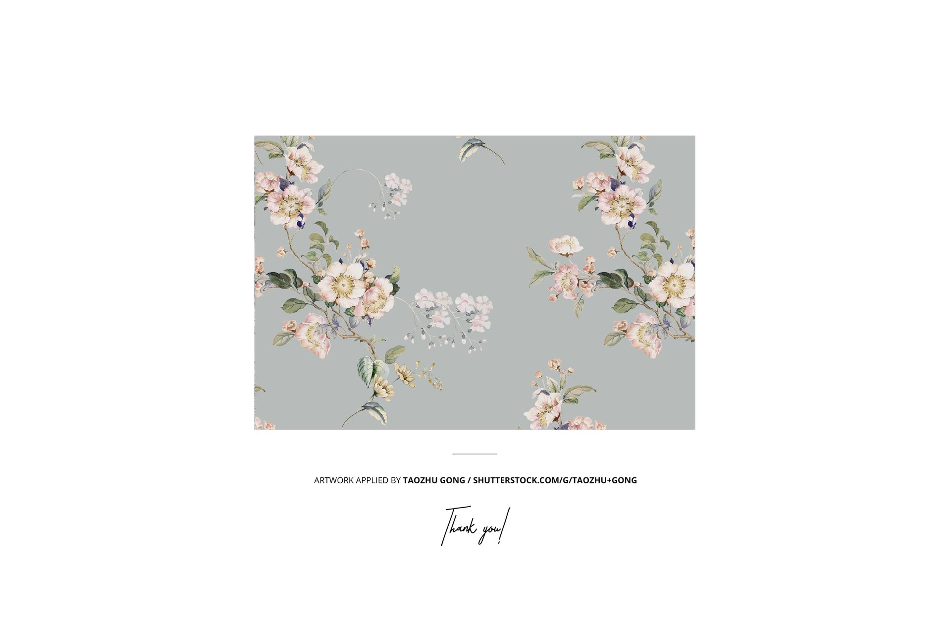 Front view of a cafe curtains and valance mockup featuring a soft gray background with delicate floral patterns.