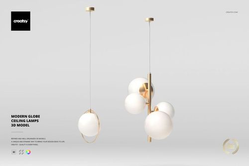 Modern Globe Ceiling Lamps 3D Model - mockup preview 1