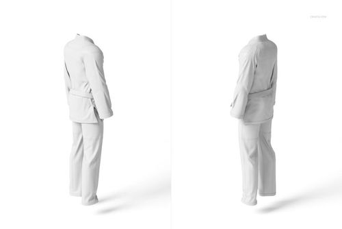 White Brazilian Jiu Jitsu GI uniform displayed on a plain background, shown from front and side angles without props.